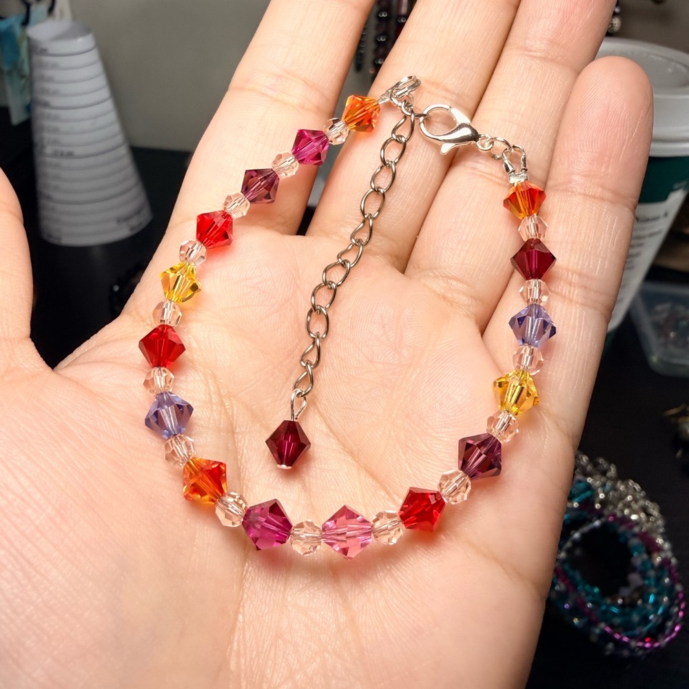 Swarovski Crystal Glass Bicone Bracelet – 4mm – Adjustable 6.5”–8.5” - Picture 4 of 4